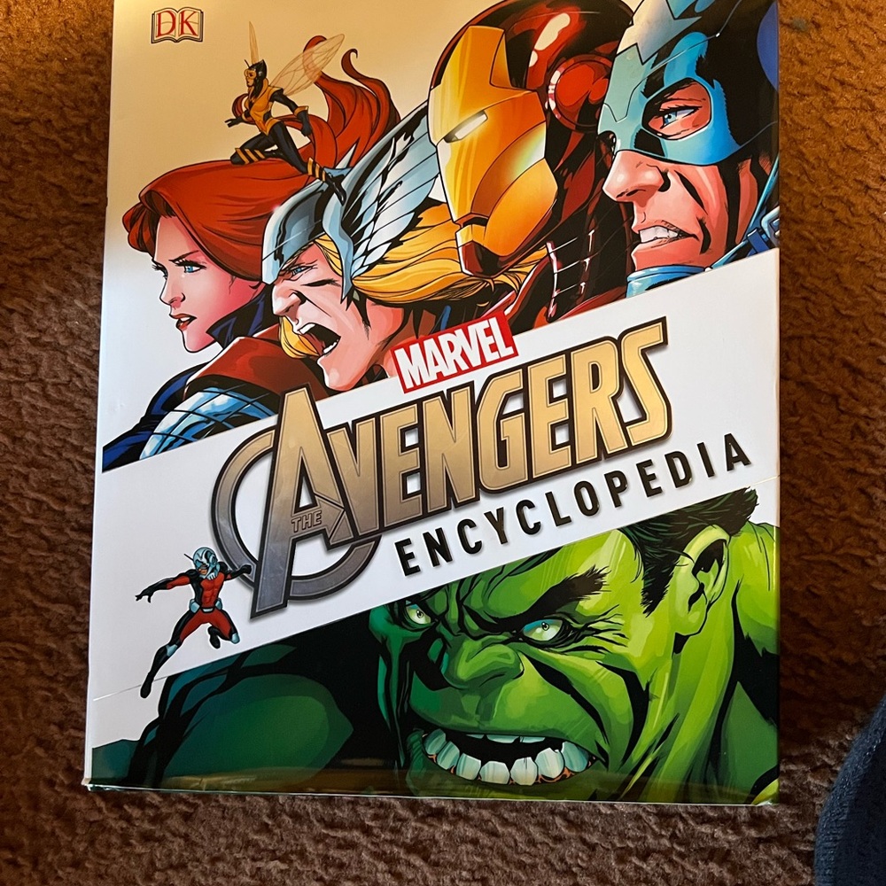 Marvel Avengers Encyclopedia with Red, Gold, and Green Cover